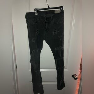 Allsaints Pants Men 30 (Actual 32x30) Black 100% Linen Distressed Design Pants